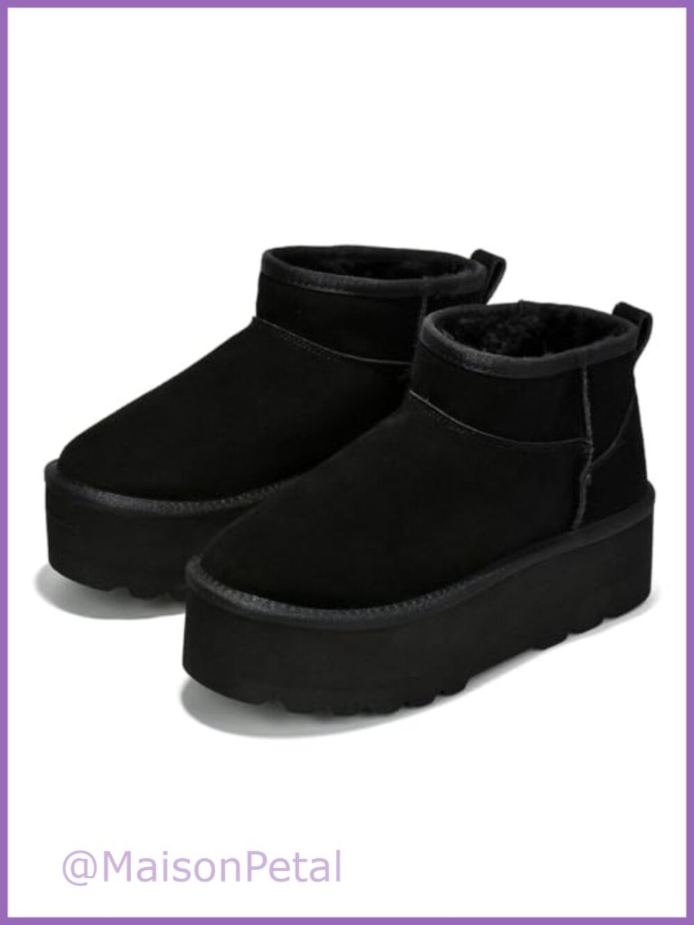 Genuine Suede Leather Ankle Snow Boots Faux Fur Lined Platform Women's Winter